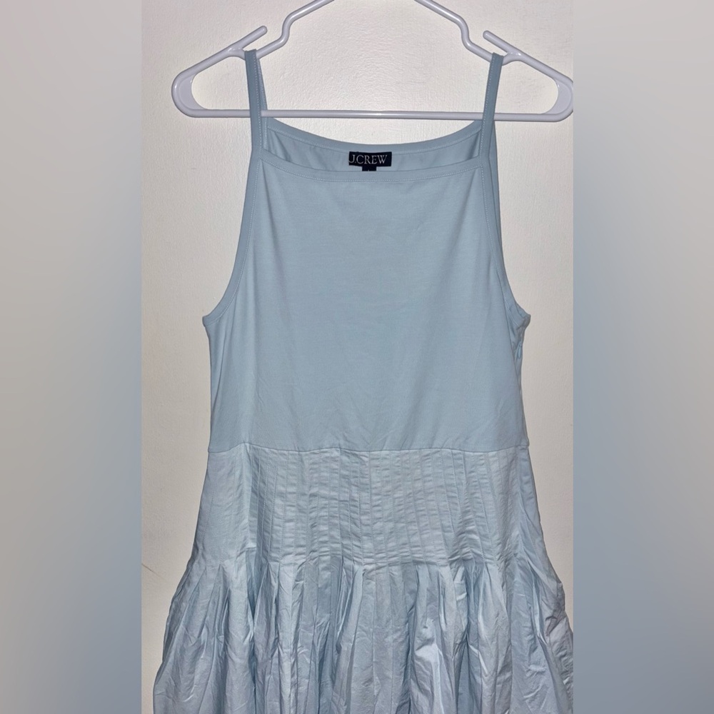 NWT J.Crew Pintuck mixy dress Large Edgewater Light Blue Preppy Midi Flowy - Picture 6 of 14